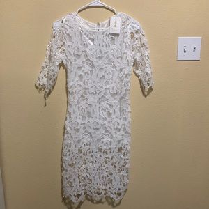 White midi lace dress